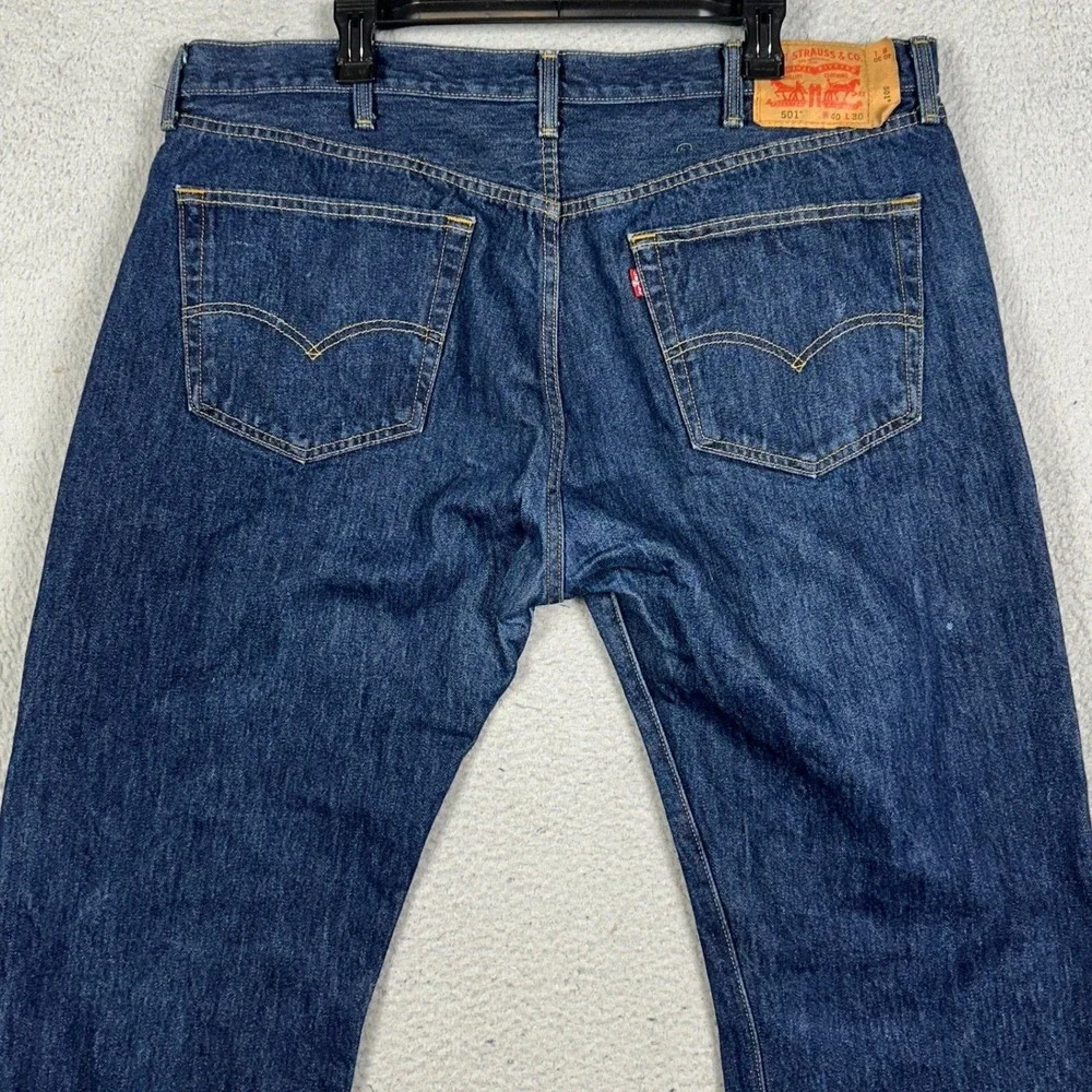 Levis 501 Jeans Men 40X30 Blue Original Fit Straight Leg Dark Wash Red Tab Denim